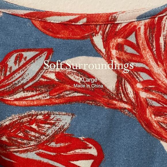 Soft Surroundings Spritzer Maxi Dress Womens XL Blue Red Twist Front Beachy Long - Picture 6 of 10